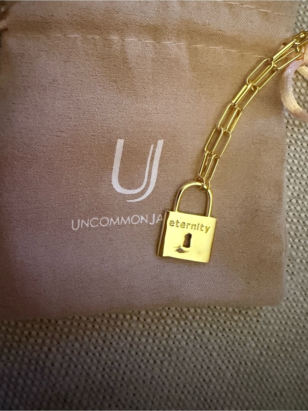 Uncommon Gold 'Eternity' Padlock Charm Necklace - Gold